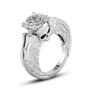 Sterling Silver Winged Skull Engagement Ring